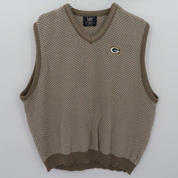 VTG Lee Sport Men XXL Green Bay Packers Knit Sleeveless Sweater Vest Embroidered - Picture 10 of 10